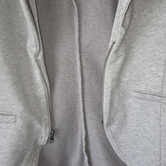 Converse Women's Heather Gray Blazer Front Zipper Faux pockets 100% Cotton Large - Picture 4 of 7